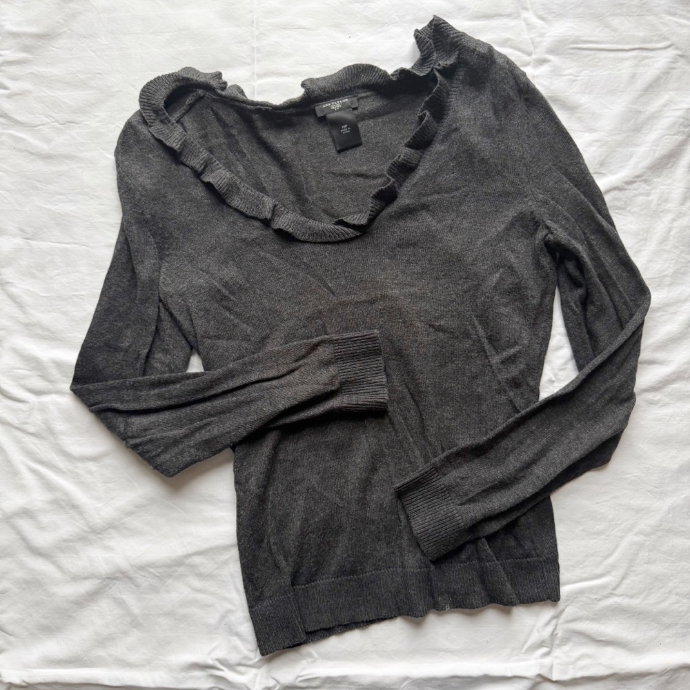LOFT Ruffled V-Neck Sweater